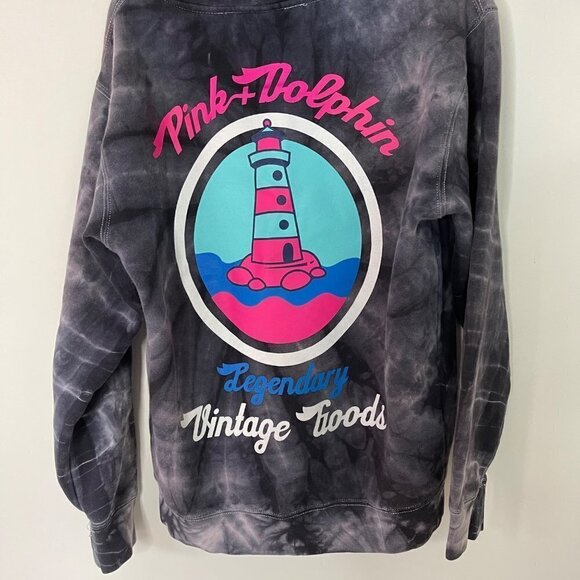 Pink Dolphin Mens Hoodie Size Small Multicolor Tie Dye Lighthouse Legendary - Picture 13 of 13